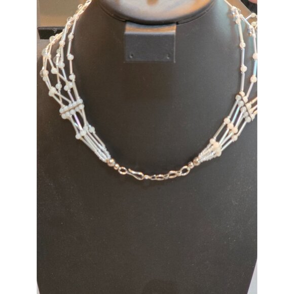 Vintage Orbs of Light‎ Multi-Strand Beaded Necklace With Adjustable Chain - Picture 2 of 9